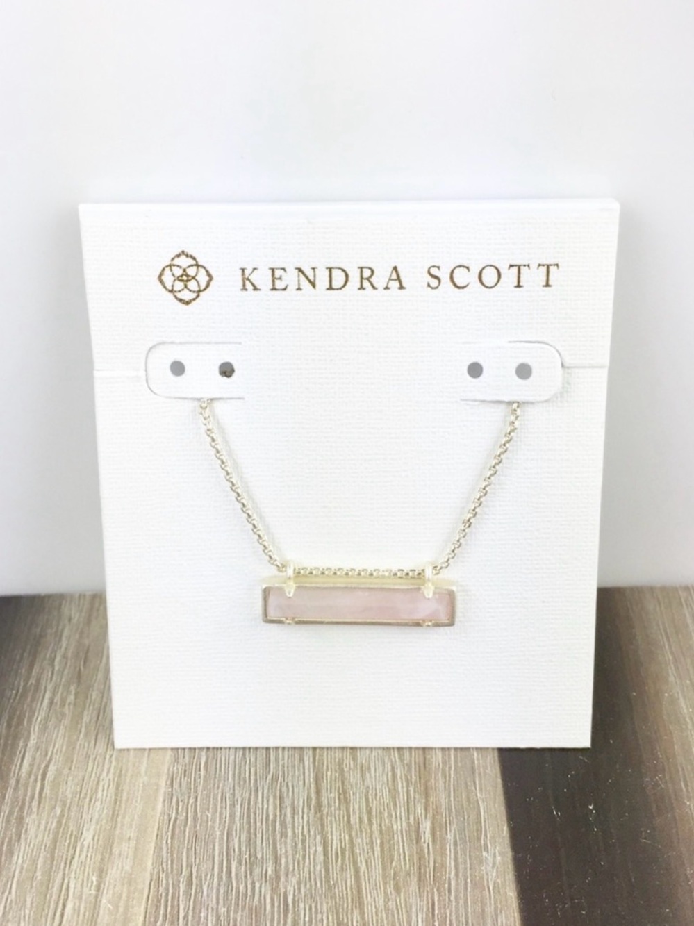 Kendra Scott Rose Quartz Leanor Bar Necklace - Pink and Gold